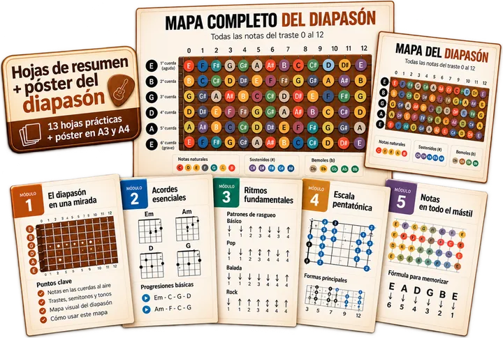 Mockup del bono 2: Hojas de resumen + póster del diapasón